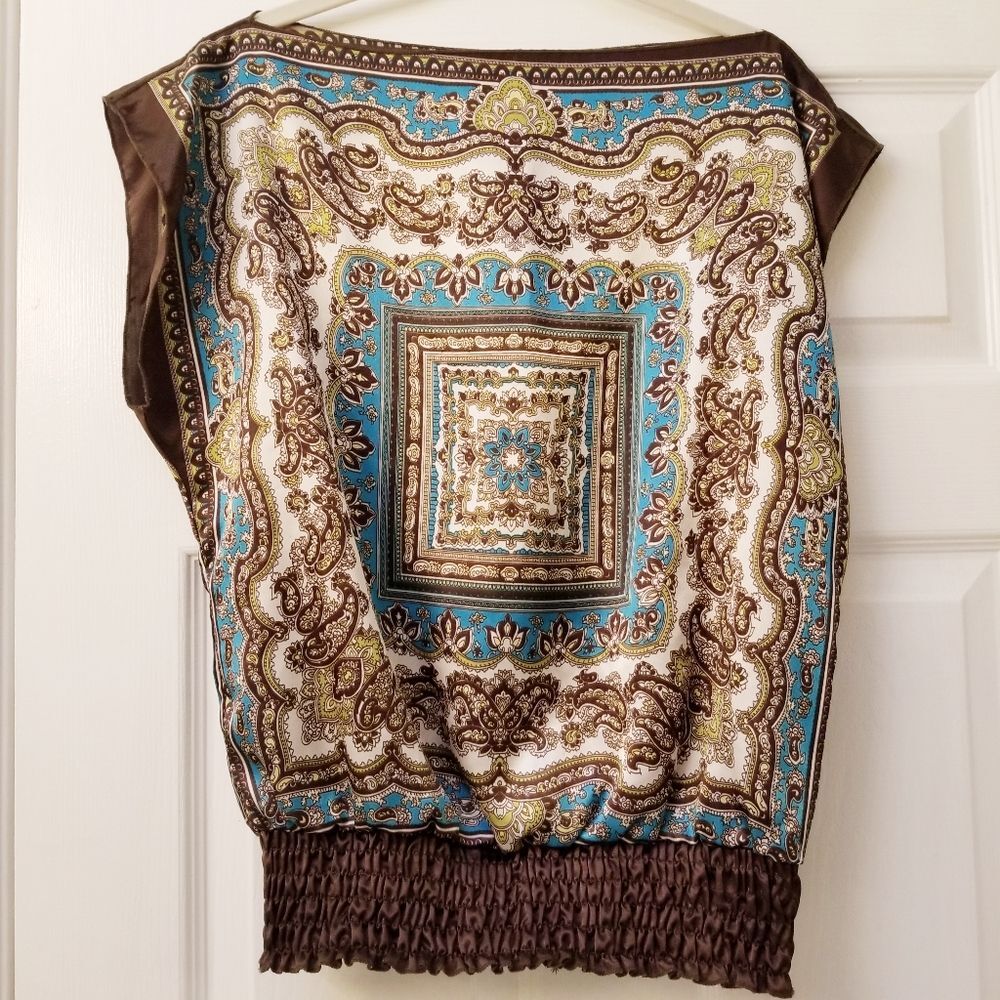 Scarf Print Blouse Size Small
